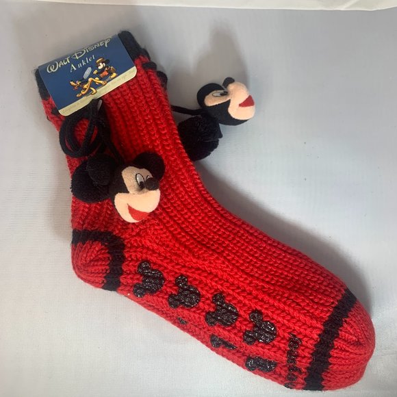 Disney Accessories - Red & Black,  Mickey Mouse socks adult